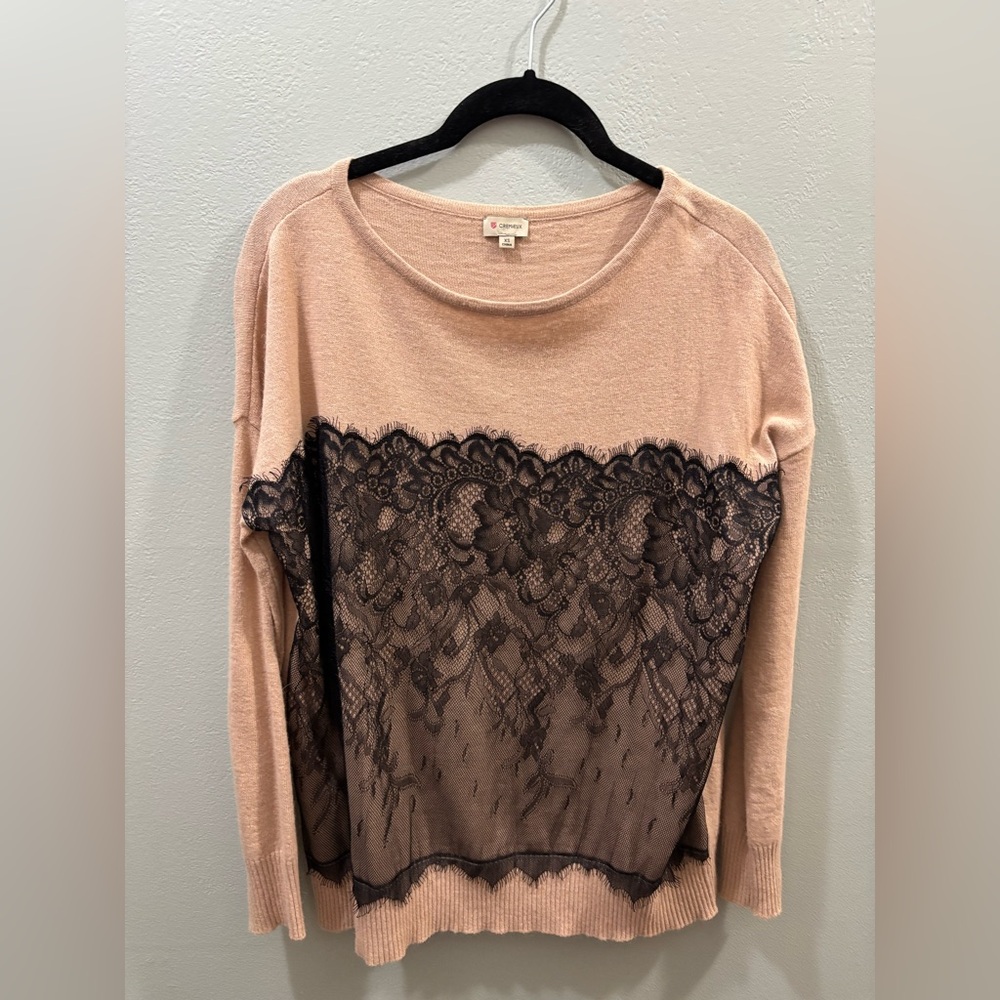 Daniel Cremieux Women's Blouse - Beige and Black Lace